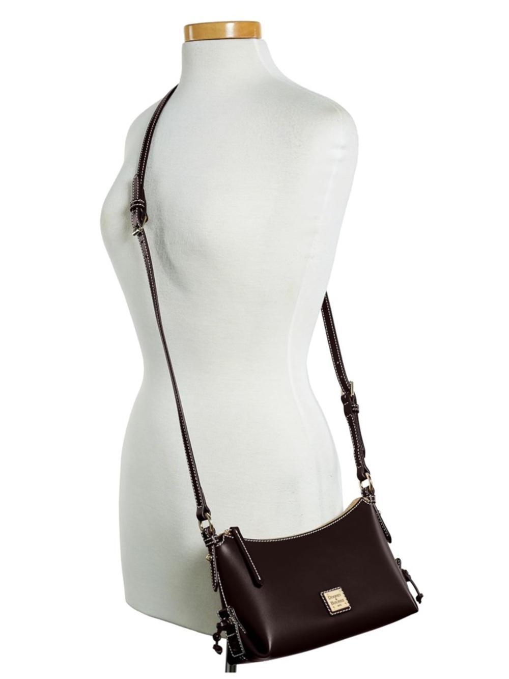 New Dooney & Bourke Dark Brown Leather Penrose Hobo Crossbody 22 with Gold - Picture 4 of 4